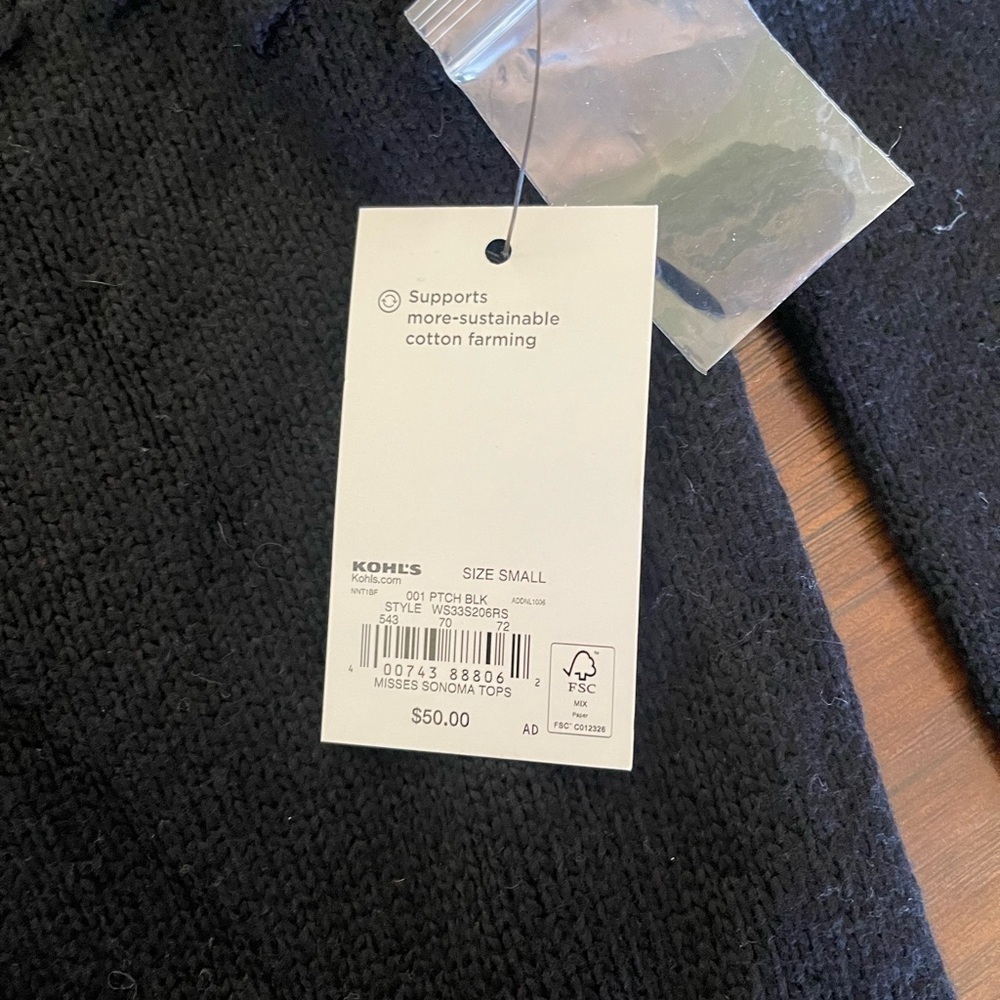 NWT Sonoma Mock Neck Sweater Size S - Picture 6 of 6